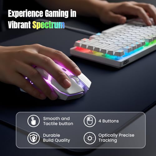 LAPCARE RAPIDO Wired Gaming Keyboard and Mouse Combo with RGB Lighting, Membrane Keys, 8 Million Clicks, Optically Precise Tracking, USB Interface, Ergonomic Design for PC Gaming, White (‎LGC-213) - Image 6