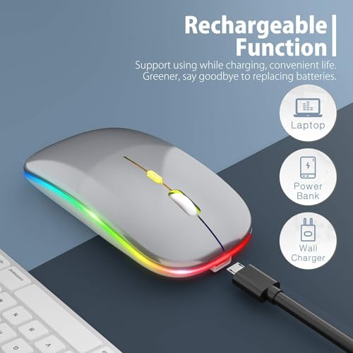 LED Wireless Mouse, Slim Silent Mouse 2.4G Portable Mobile Optical... - Image 3