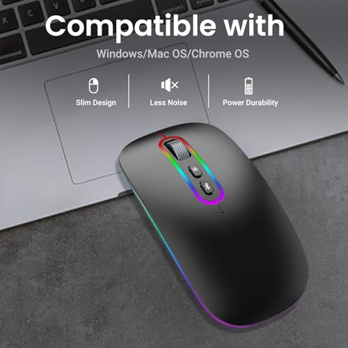 cimetech Dual Mode (BT 5.1+2.4G) Wireless Mouse with LED Lights, Silent Portable... - Image 7
