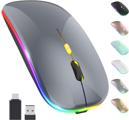 LED Wireless Mouse, Slim Silent Mouse 2.4G Portable Mobile Optical...