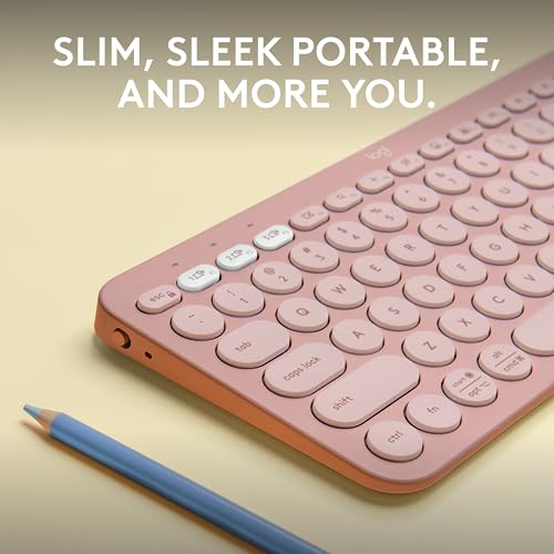 Logitech Pebble Keys 2 K380s, Multi-Device Bluetooth Wireless Keyboard with Customisable Shortcuts, Slim and Portable, Easy-Switch for Windows, macOS, iPadOS, Android, Chrome OS - Tonal Rose - Image 4