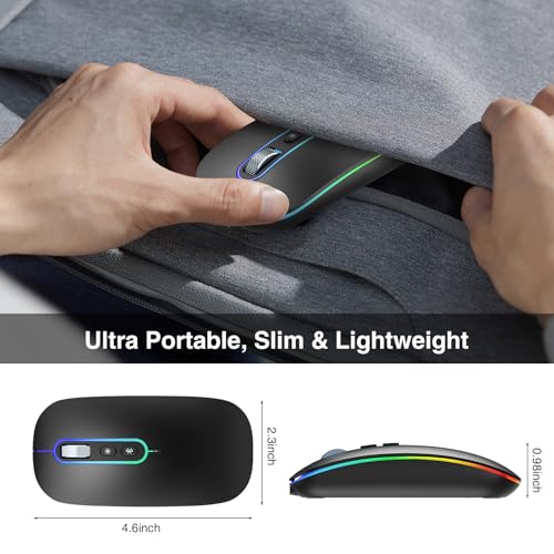 cimetech Dual Mode (BT 5.1+2.4G) Wireless Mouse with LED Lights, Silent Portable... - Image 3