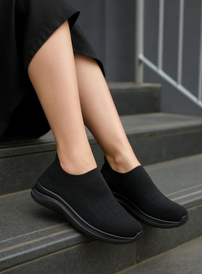 Fabbmate Fabbmate Trendy Memory Foam Walking Slip On Sneakers For Women(Black , 7) - Image 2