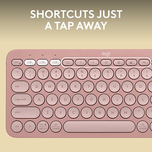 Logitech Pebble Keys 2 K380s, Multi-Device Bluetooth Wireless Keyboard with Customisable Shortcuts, Slim and Portable, Easy-Switch for Windows, macOS, iPadOS, Android, Chrome OS - Tonal Rose - Image 6