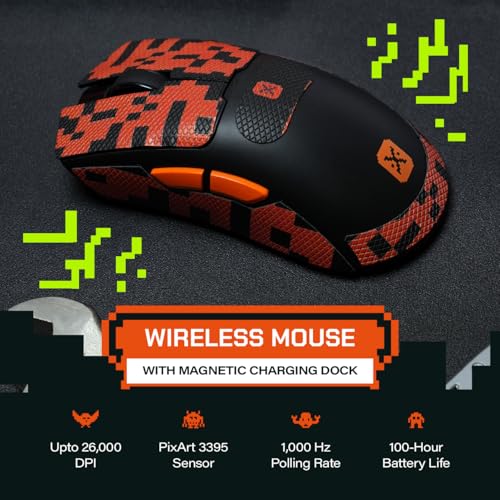 UNCTRL Rage Wireless Gaming Mouse + Dock with PixArt 3395 Sensor/26000 DPI/650 IPS/50G Acceleration/1000Hz Polling Rate/62g Lightweight/Huano Switches/Magnetic RGB Charging Dock/100Hr Battery - Image 3