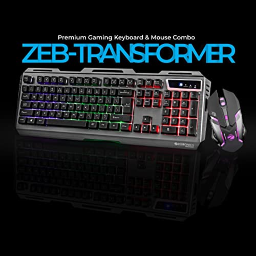Zebronics Transformer Gaming Keyboard and Mouse Combo,Braided Cable,Durable Al body,Multimedia keys and Gaming Mouse with 6 Buttons, Multi-Color LED Lights, High-Resolution Sensor with 3200 DPI(Black) - Image 3