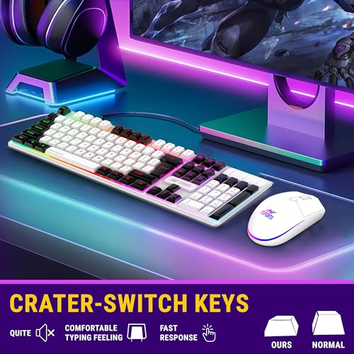 Ant Esports KM1610 LED Gaming Keyboard and Mouse Combo, 104 Keys Rainbow Backlit Keyboard and 7 Colour RGB Mouse for PC Laptop Xbox PS4 Gamers and Work, White - Image 7