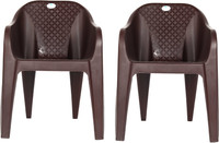 HOMIBOSS Plastic chairs for home, Living Room chair, study, outdoor and Garden Plastic Outdoor Chair(Brown, Set of 2, Pre-assembled) - Image 3
