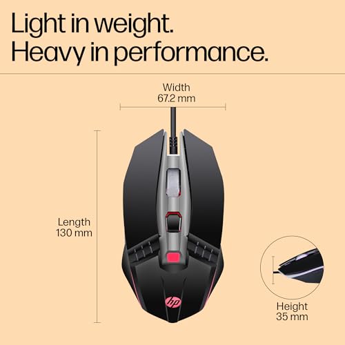 HP M270 Backlit USB Wired Gaming Mouse with 6 Buttons, 4-Speed Customizable 2400 DPI, Ergonomic Design, Breathing LED Lighting, Metal Scroll Wheel, Lightweighted / 3 Years Warranty (7ZZ87AA) - Image 3
