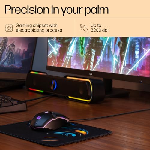 HP M270 Backlit USB Wired Gaming Mouse with 6 Buttons, 4-Speed Customizable 2400 DPI, Ergonomic Design, Breathing LED Lighting, Metal Scroll Wheel, Lightweighted / 3 Years Warranty (7ZZ87AA) - Image 5