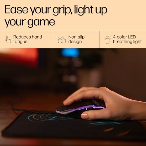 HP M270 Backlit USB Wired Gaming Mouse with 6 Buttons, 4-Speed Customizable 2400 DPI, Ergonomic Design, Breathing LED Lighting, Metal Scroll Wheel, Lightweighted / 3 Years Warranty (7ZZ87AA) - Image 6