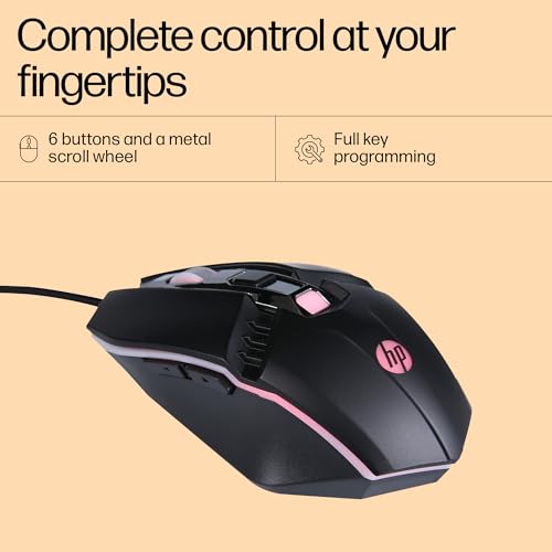 HP M270 Backlit USB Wired Gaming Mouse with 6 Buttons, 4-Speed Customizable 2400 DPI, Ergonomic Design, Breathing LED Lighting, Metal Scroll Wheel, Lightweighted / 3 Years Warranty (7ZZ87AA) - Image 7