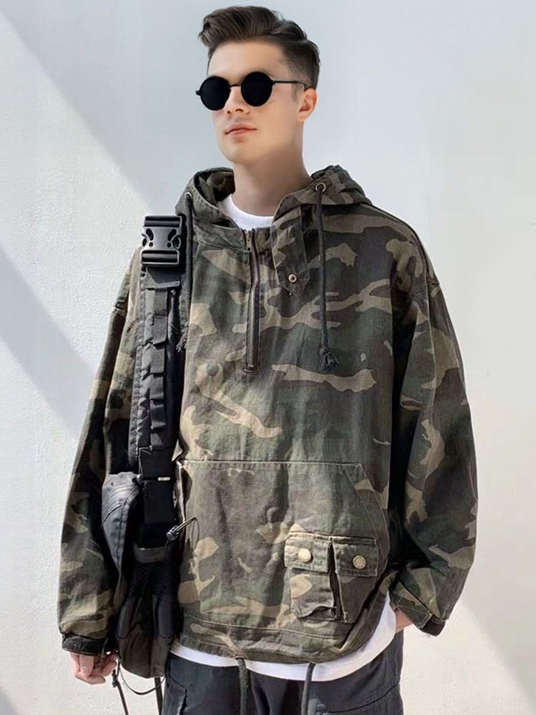 StyleCast Men Hooded Camouflage Tailored Jacket