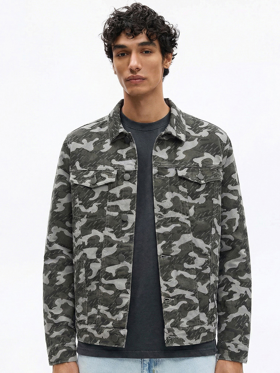 HIGHLANDER Men Camouflage Denim Jacket