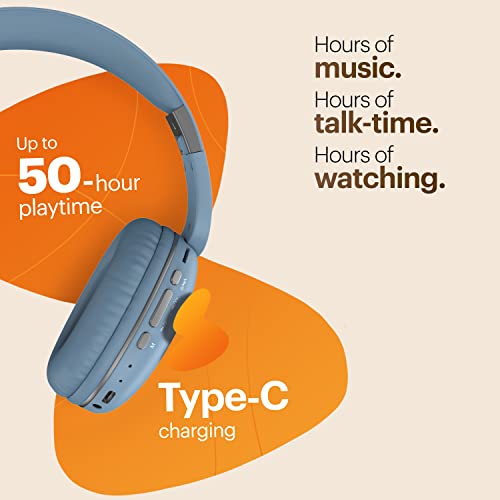 Noise Two Wireless On Ear Headphones with 50 Hours Playtime, Low Latency(up to 45ms), 4 Play Modes, Dual Pairing, BT v5.3 (Serene Blue) - Image 4