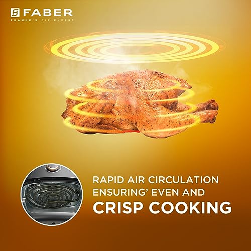 Faber 6 liter 1500W Air Fryer|Fry, Bake, Roast, Toast, Defrost, Grill & Reheat|360° Rapid Air Cooking, 85% Less Oil|Temperature & Time Control, Non-Stick Fryer Pan, Auto-Off | Sleek Design | (Black) - Image 7