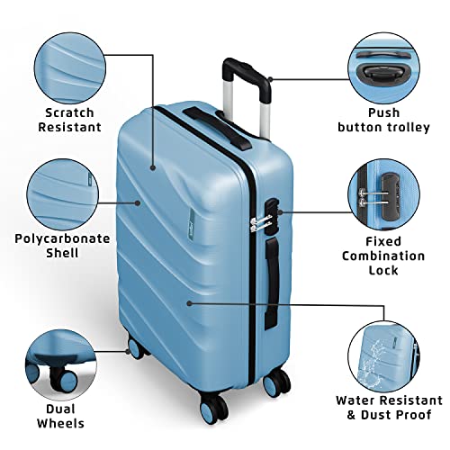 Safari 3Pc Polycarbonate Persia Set-55+65+77 Cms Small, Medium & Large Size (Cabin & Check-in) 8 Wheels Luggage/Speed_Wheel Suitcase/Trolleys (Pearl Blue) - Image 3