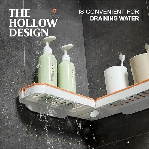 Boniry Multipurpose Adhesive Foldable Corner Shelf, ABS Plastic Bathroom Shelf for Wall Mounted Storage Rack No Drilling Basket Kitchen Storage Holder Shelf for Shampoo (Foldable Corner Shelf, Grey) - Image 6