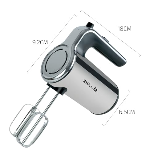 IBELL WHISK400 Electric Hand Mixer, 400W, Blender, Detachable Beaters & Dough Hooks, With Turbo Button 5 Speed Settings(Silver). - Image 7