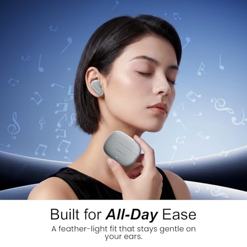 HAMMER Airflow Neo Earbuds with 80H Playtime, 13mm Titanium Driver, 40ms Gaming Mode, Fast Charging Buds, Type-C Charging, Voice Assistant, Lightweight Dual-Tone Design (Grey) - Image 4