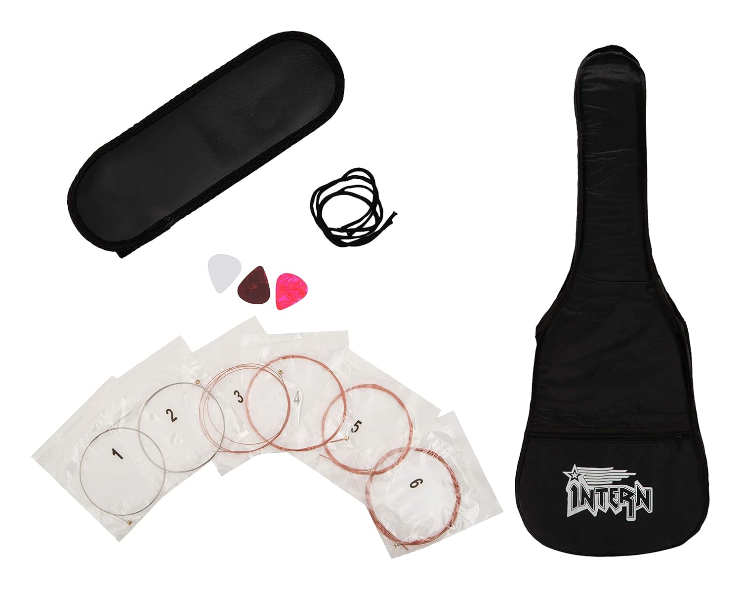 Intern INT-38C-BK-G 38 Inches basswood Cutaway Right Handed Acoustic Guitar Kit, With Bag, Strings, Pick And Strap (Black, 6 Strings) Glossy. - Image 4