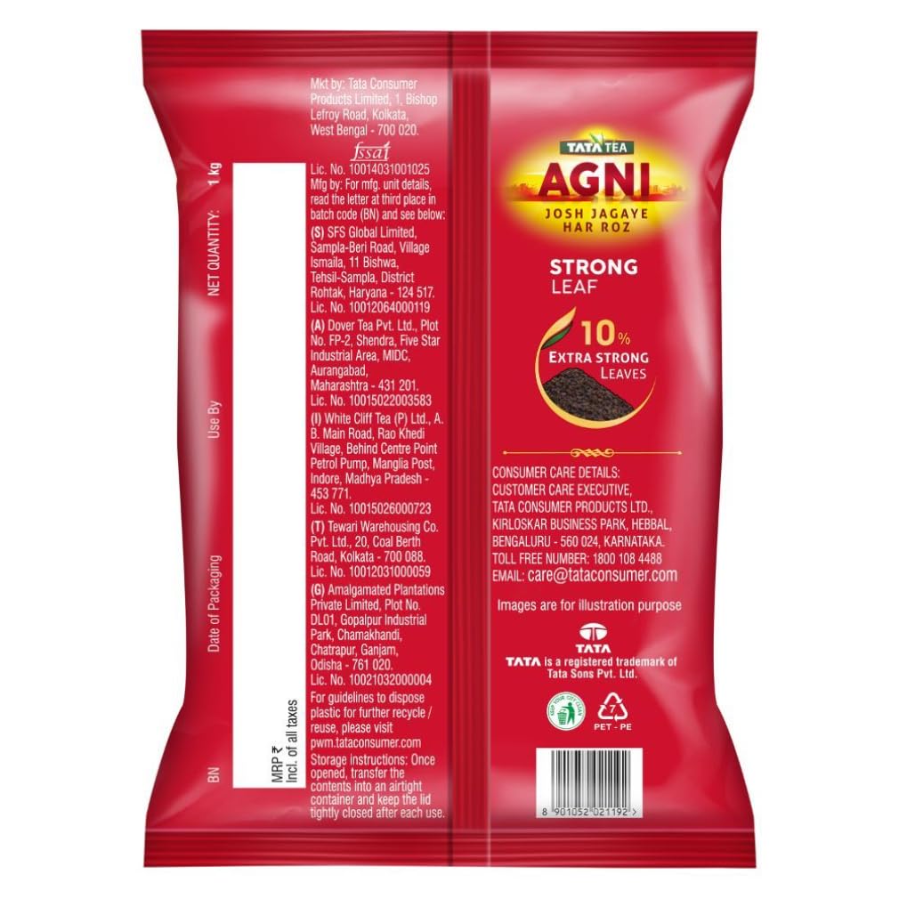 Tata Tea Agni 1kg, Strong Chai With 10% Extra Strong Leaves, Black Tea - Image 7