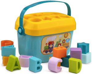 LONGMIRE Plastic Baby&Toddler Baby First's Building Blocks Shape Sorter Colors ABCD Shape Toys for 1 Year Old Girl (Multi Color) (Block), 1 Piece