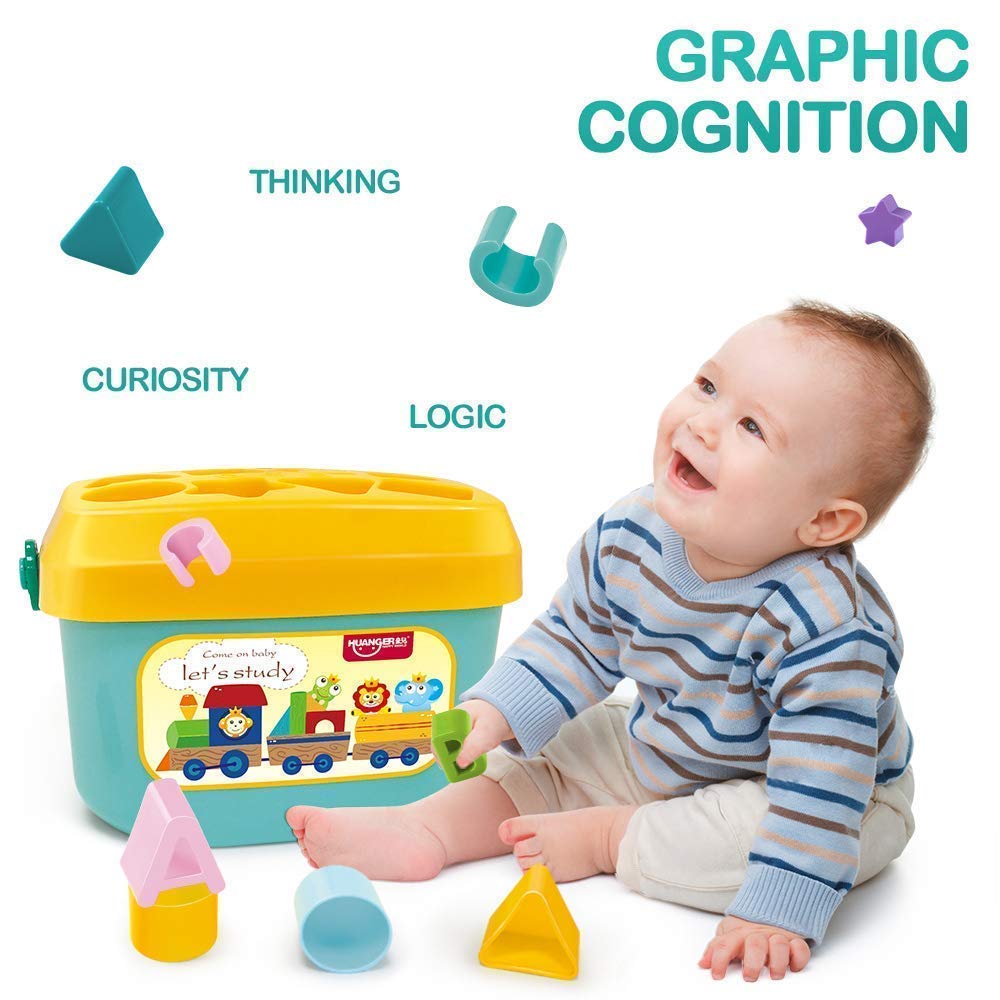 LONGMIRE Plastic Baby&Toddler Baby First's Building Blocks Shape Sorter Colors ABCD Shape Toys for 1 Year Old Girl (Multi Color) (Block), 1 Piece - Image 4