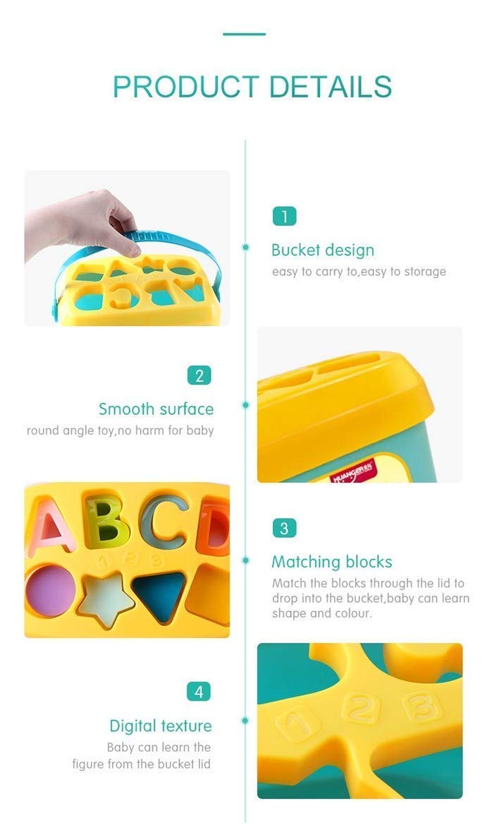 LONGMIRE Plastic Baby&Toddler Baby First's Building Blocks Shape Sorter Colors ABCD Shape Toys for 1 Year Old Girl (Multi Color) (Block), 1 Piece - Image 7
