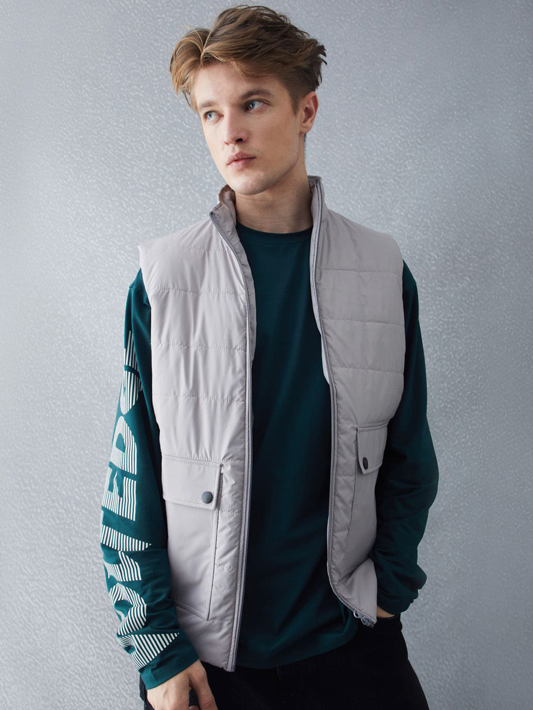 VOLTEDGE Men Mock Collar Solid Cotton Casual Puffer Jacket