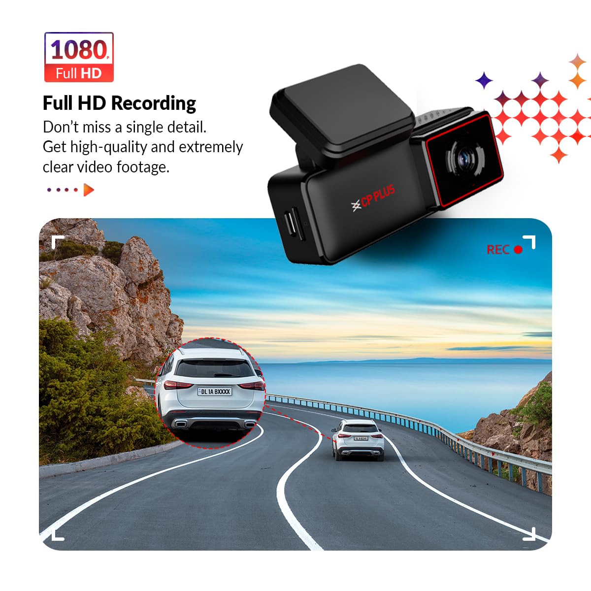 CP PLUS CarKam Car Dashcam with 1080p Full Hd Resolution | Wide View Angle | Supports G Sensor | Supports Night Vision| Suitable for Large Cars & SUVs | CP-AD-H2B-W - Image 3