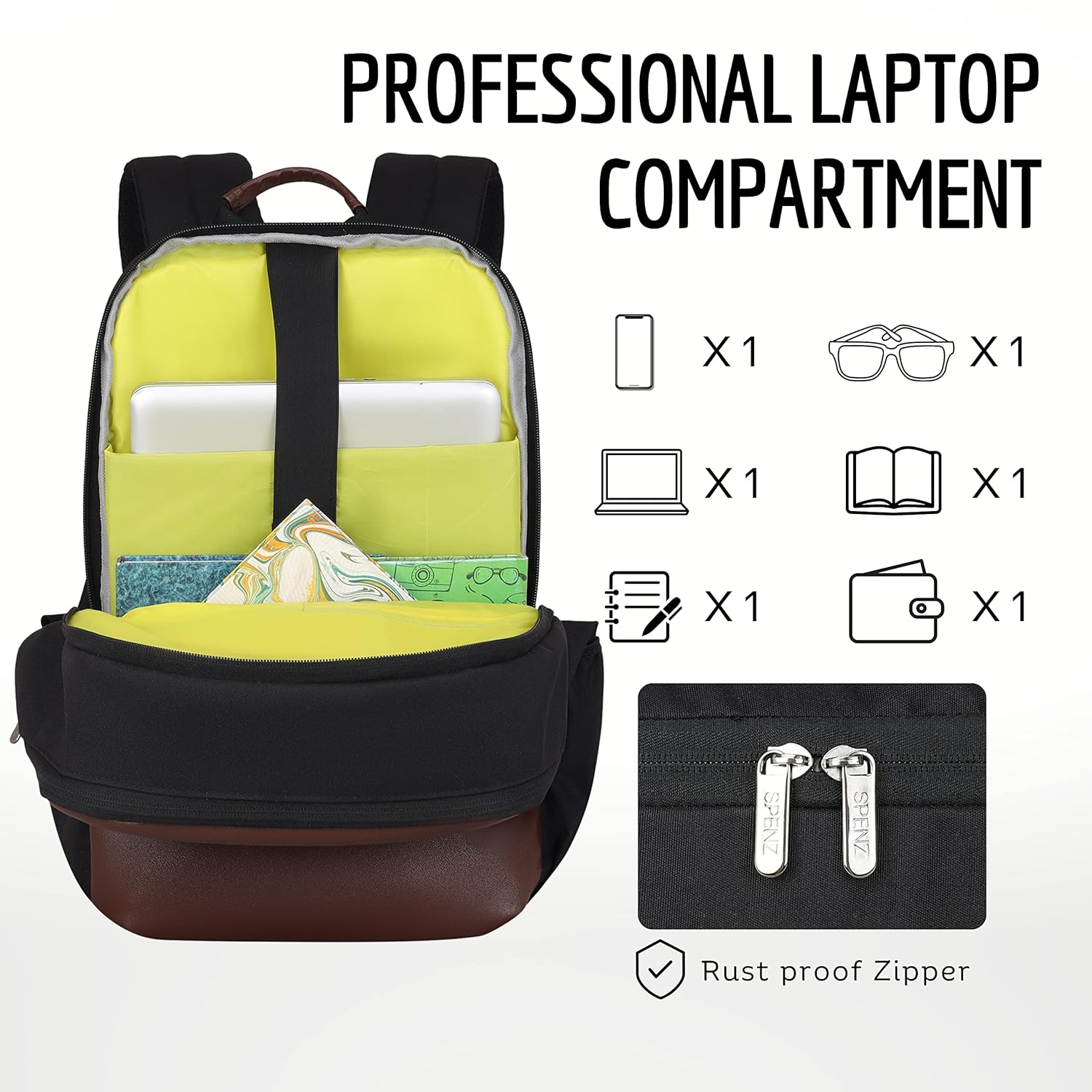 Travel Laptop Backpack for Women's & Men|Carry On Bag, College & School Students Bookbag With Raincover (Medium Size) - Image 6