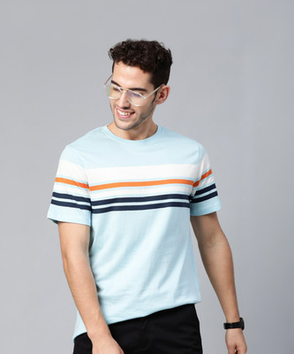 Mast & Harbour Striped Men Round Neck Blue T-Shirt - Image 2