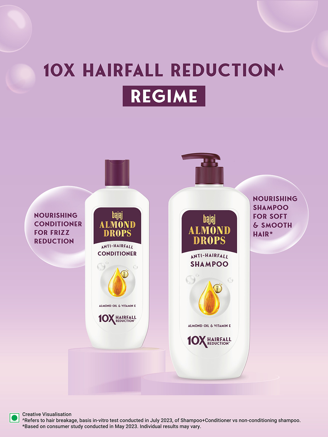 BAJAJ CONSUMER CARE Almond Drops Anti-Hairfall Combo - Shampoo 340ml & Conditioner 175ml - Image 5