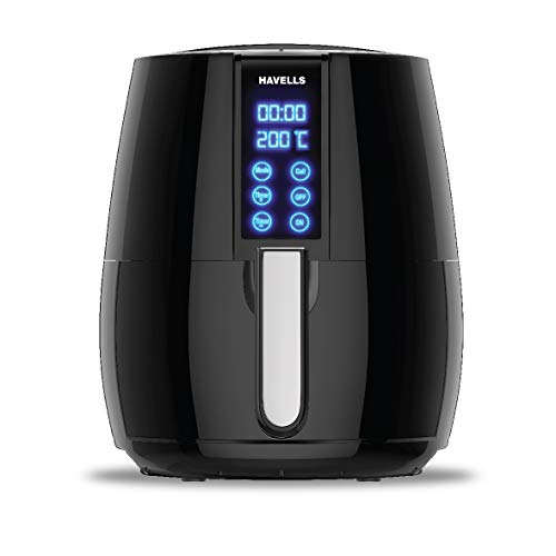 Havells Air Fryer Prolife Digi with 4L Capacity | Digital Touch Panel | Auto On/Off | 60 Min Timer | Basket Release Button | Air Filtration System | 2 Yr Warranty, Black|1230W