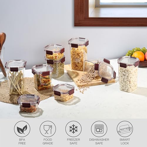 CELLO Stack Lock Storage Container Set of 9, BPA Free Air tight Kitchen Container Set, Multipurpose Storage Fridge Organiser Jar for Dry Food, Pulses, Spice (900ml + 450ml + 1300ml) x 3 each, Maroon - Image 4