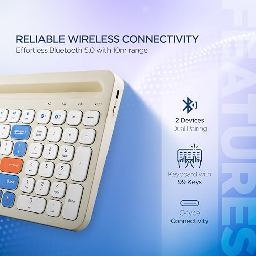 Acer SwiftPRO Multi-Device Bluetooth Wireless Keyboard with Cradle & Numpad | USB-C Rechargeable | 99 Keys, 80H Battery | Compact & Quiet | Compatible with Windows, Mac, Android, Laptop, Tablet, Phone - Image 7