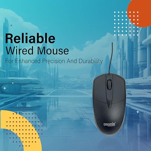 GEONIX Wired USB Mouse for Windows PC Desktop, Laptop, Notebook, Mac, computerand Chromebook, for Righty or Lefty Use, Black Colour, 1 Year Warranty. - Image 3