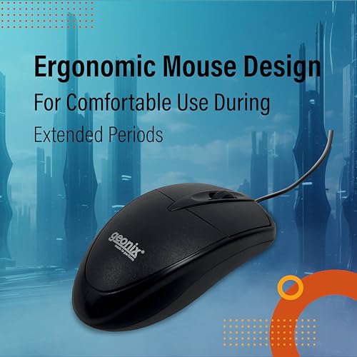 GEONIX Wired USB Mouse for Windows PC Desktop, Laptop, Notebook, Mac, computerand Chromebook, for Righty or Lefty Use, Black Colour, 1 Year Warranty. - Image 4