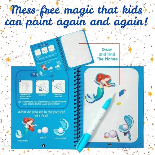 Graphene Magic Water Coloring Book, Educational Fun & Bonding Time for Kids, Reusable, Mess-Free Art with Quick Dry Technology, Promote Fine Motor & Drawing Skills, Ideal Travel (Toy Pack of 1) - Image 2