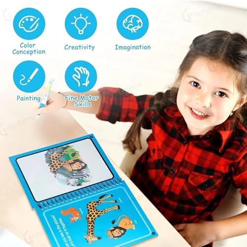 Graphene Magic Water Coloring Book, Educational Fun & Bonding Time for Kids, Reusable, Mess-Free Art with Quick Dry Technology, Promote Fine Motor & Drawing Skills, Ideal Travel (Toy Pack of 1) - Image 3