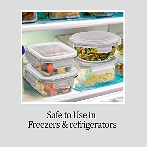 Treo by Milton All Fresh Square Glass Tiffin Containers With Insulated Jacket, 3 Containers, 320 ml Each, Blue | Microwave Safe | Ovensafe | Stackable | Leak Proof | Office | School | College | Picnic - Image 4