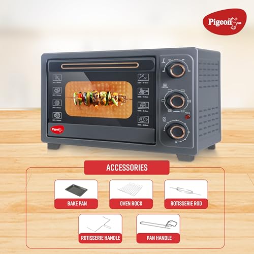 Pigeon Oven Toaster Grill 30 Liters OTG with Rotisserie, Oven Toaster and Grill for Grilling and Baking Cakes (Grey) - Image 4