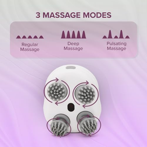 Q Devices Electric Scalp Massager – Handheld & Rechargeable Head Scratcher with 3 Speed Modes | Massage for Hair Growth, Stress Relief & Relaxation |1 Year Replacement Warranty. (White) - Image 2