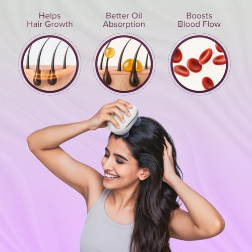 Q Devices Electric Scalp Massager – Handheld & Rechargeable Head Scratcher with 3 Speed Modes | Massage for Hair Growth, Stress Relief & Relaxation |1 Year Replacement Warranty. (White) - Image 3