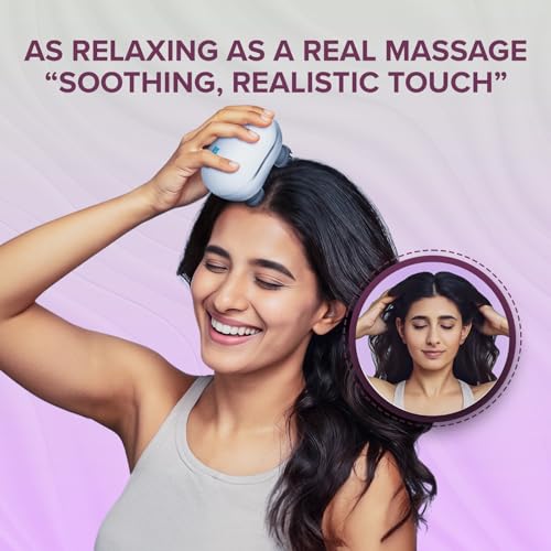 Q Devices Electric Scalp Massager – Handheld & Rechargeable Head Scratcher with 3 Speed Modes | Massage for Hair Growth, Stress Relief & Relaxation |1 Year Replacement Warranty. (White) - Image 4