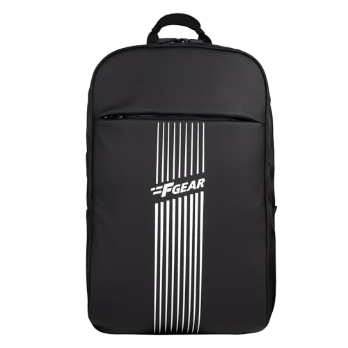 F Gear Spitfire Black 24L Laptop Backpack Fits 17" Laptop 2 Compartments With Number Lock Organizer Lightweight Gifts For Unisex Boys Girls Adults Casual/College/School/Corporate/Office/Travel Bag