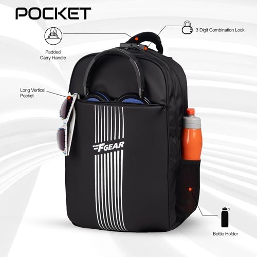 F Gear Spitfire Black 24L Laptop Backpack Fits 17" Laptop 2 Compartments With Number Lock Organizer Lightweight Gifts For Unisex Boys Girls Adults Casual/College/School/Corporate/Office/Travel Bag - Image 3