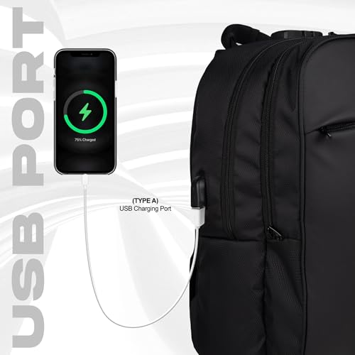 F Gear Spitfire Black 24L Laptop Backpack Fits 17" Laptop 2 Compartments With Number Lock Organizer Lightweight Gifts For Unisex Boys Girls Adults Casual/College/School/Corporate/Office/Travel Bag - Image 5