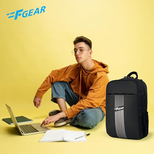 F Gear Spitfire Black 24L Laptop Backpack Fits 17" Laptop 2 Compartments With Number Lock Organizer Lightweight Gifts For Unisex Boys Girls Adults Casual/College/School/Corporate/Office/Travel Bag - Image 7